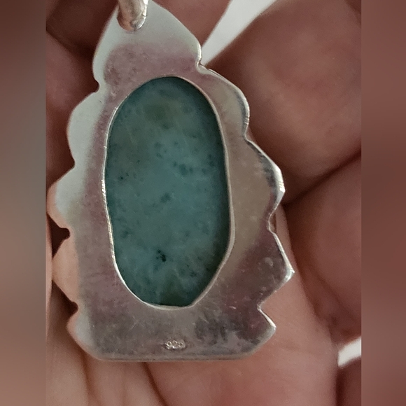 Sterling Silver Geniune Larimar Pendant Necklace - Picture 4 of 8